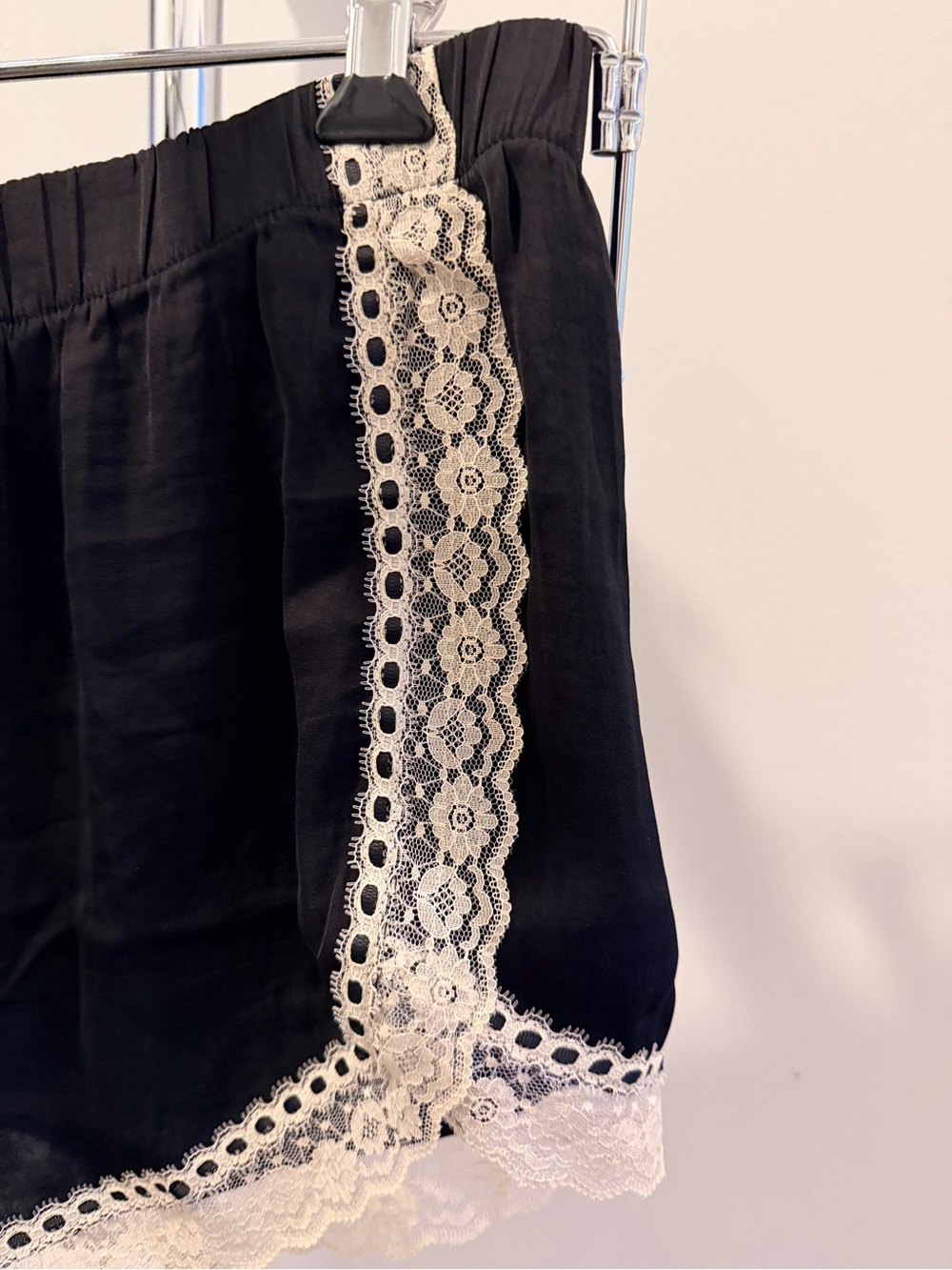Urban Outfitters Black Shorts with Cream Lace Trim - Picture 2 of 4